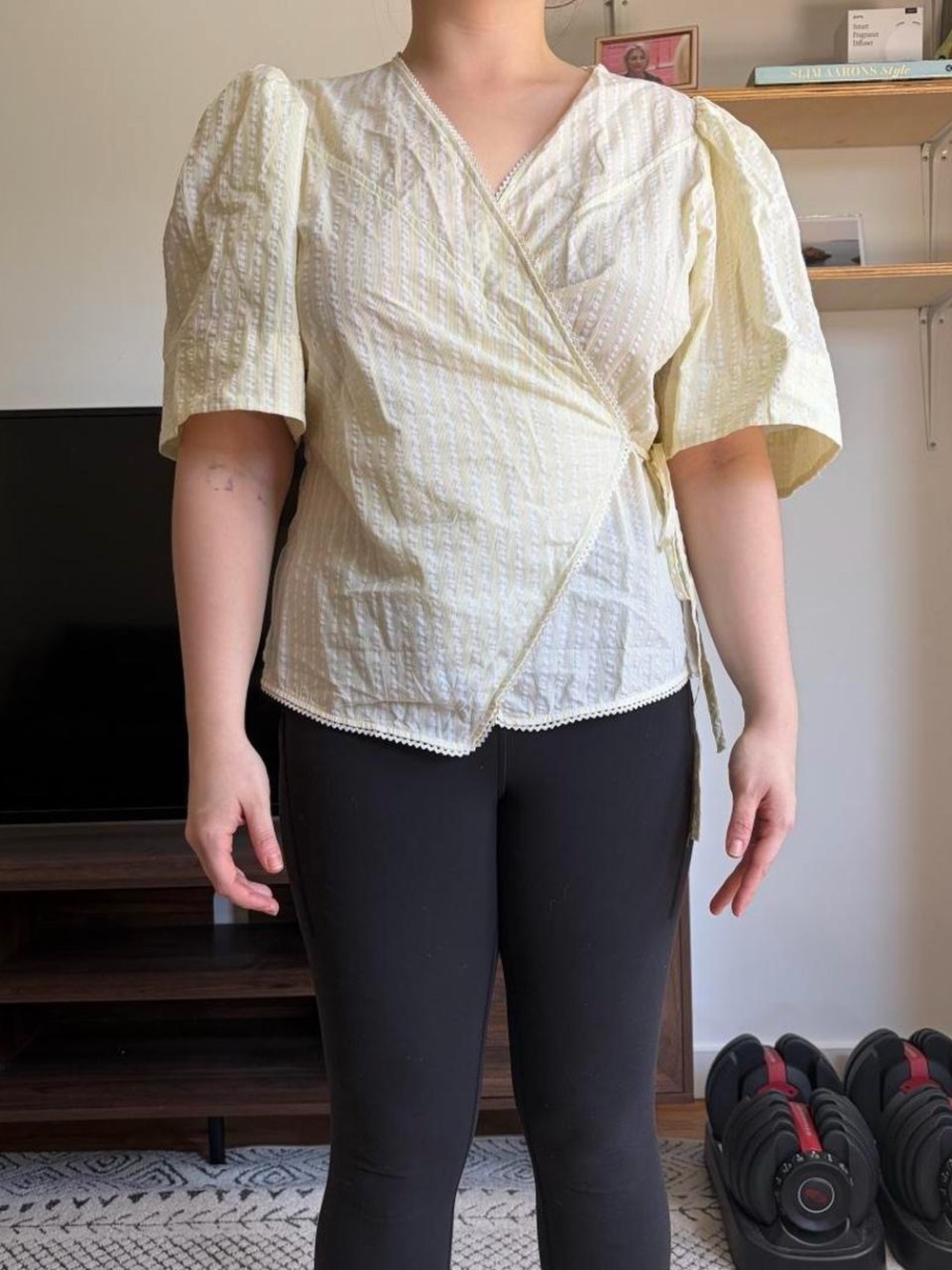 Ganni Seersucker Wrap Top - Picture 2 of 3